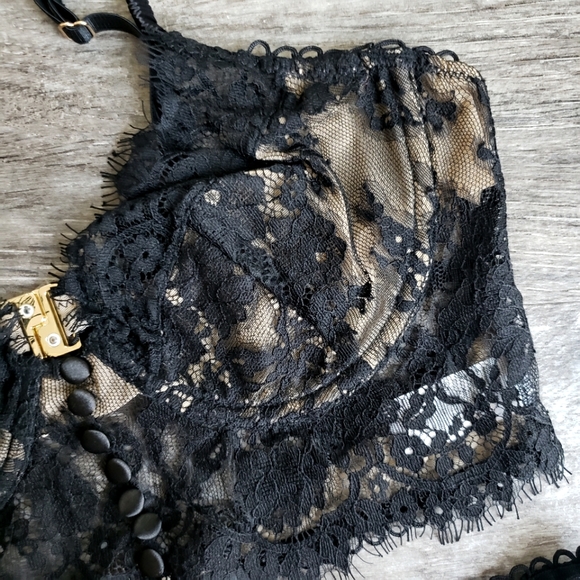 2 Piece | Longline Lace Bustier Bra Top with Matching Thong Panty Set - Picture 5 of 11